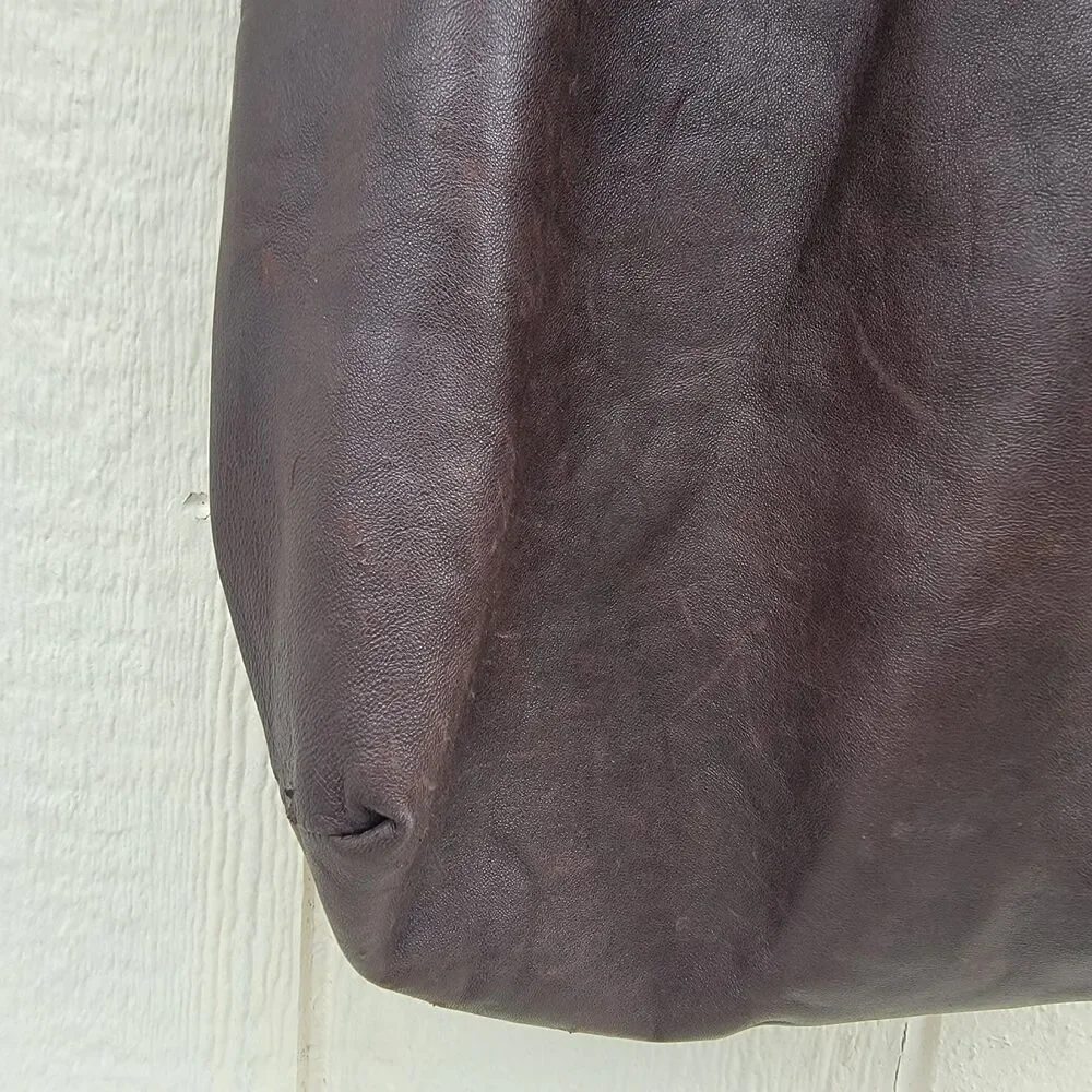 Slouchy faux leather hobo tote bag brown large Boho Tassel Bag Charm